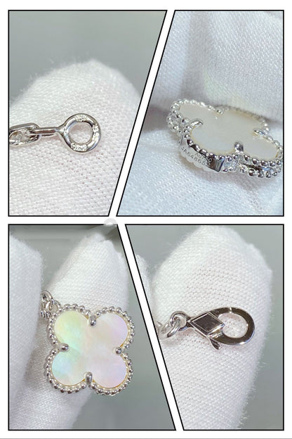 [⭐Glow]CLOVER 5 MOTIF WHITE MOP SILVER BRACELET