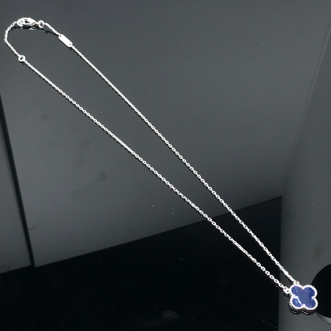 [⭐Glow]CLOVER PIETERSITE SILVER LONG NECKLACE