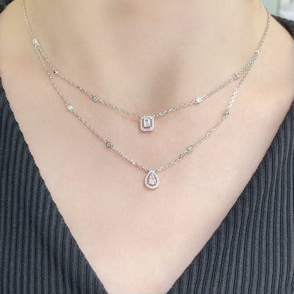 [⭐Glow]MY TWIN 2 ROW DIAMOND NECKLACE