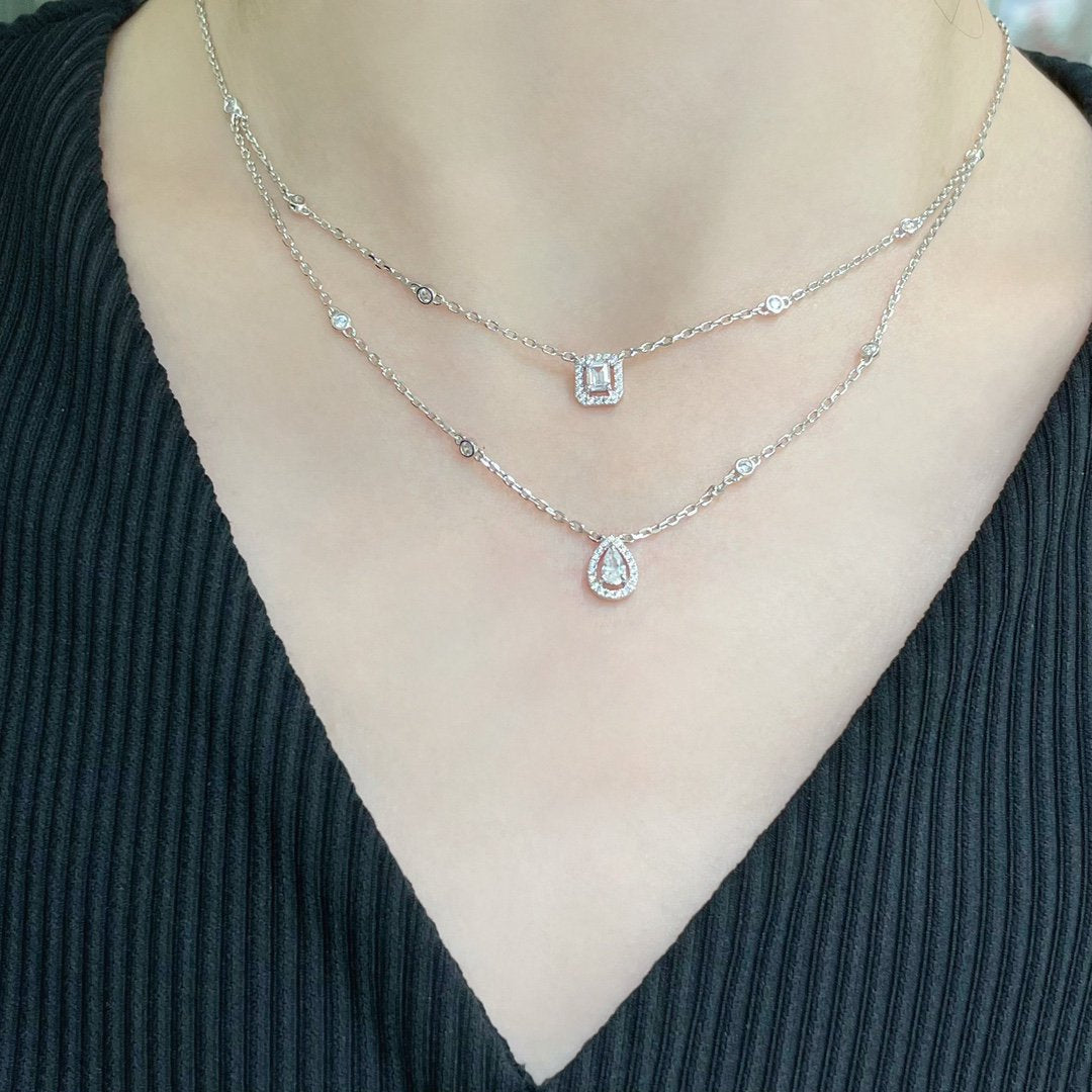 [⭐Glow]MY TWIN 2 ROW DIAMOND NECKLACE