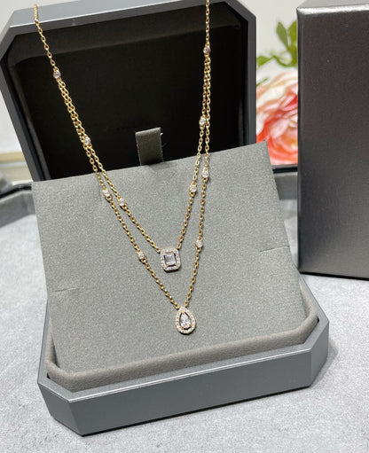 [⭐Glow]MY TWIN 2 ROW DIAMOND NECKLACE