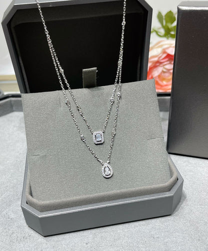 [⭐Glow]MY TWIN 2 ROW DIAMOND NECKLACE