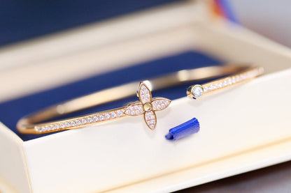 [⭐Glow]IDYLLE PINK GOLD OPEN BRACELET DIAMOND PAVED
