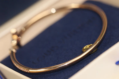 [⭐Glow]IDYLLE PINK GOLD OPEN BRACELET DIAMOND PAVED