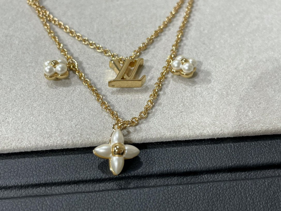 [⭐Glow]FLOWERGRAM GOLD MOP DOUBLE ROW NECKLACE