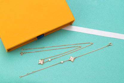 [⭐Glow]STAR PINK MOP 1 DIAMOND PINK GOLD NECKLACE
