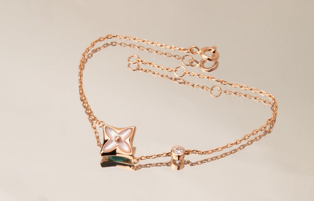[⭐Glow]STAR PINK MOP 1 DIAMOND PINK GOLD NECKLACE