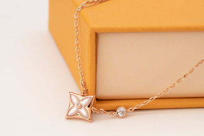 [⭐Glow]STAR PINK MOP 1 DIAMOND PINK GOLD NECKLACE
