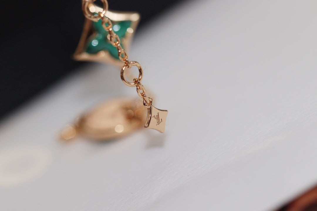 [⭐Glow]STAR AND SUN 4 MOTIF PINK GOLD MALACHITE BRACELET