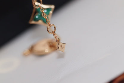 [⭐Glow]STAR AND SUN 4 MOTIF PINK GOLD MALACHITE BRACELET