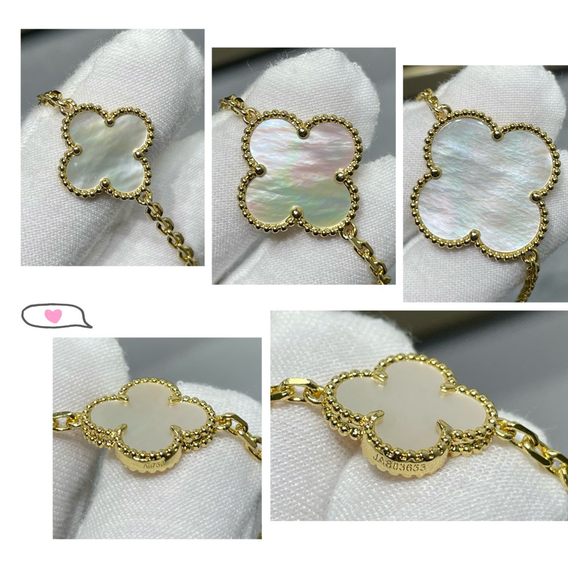 [⭐Glow]CLOVER 16 MOTIF WHITE MOP GOLD NECKLACE