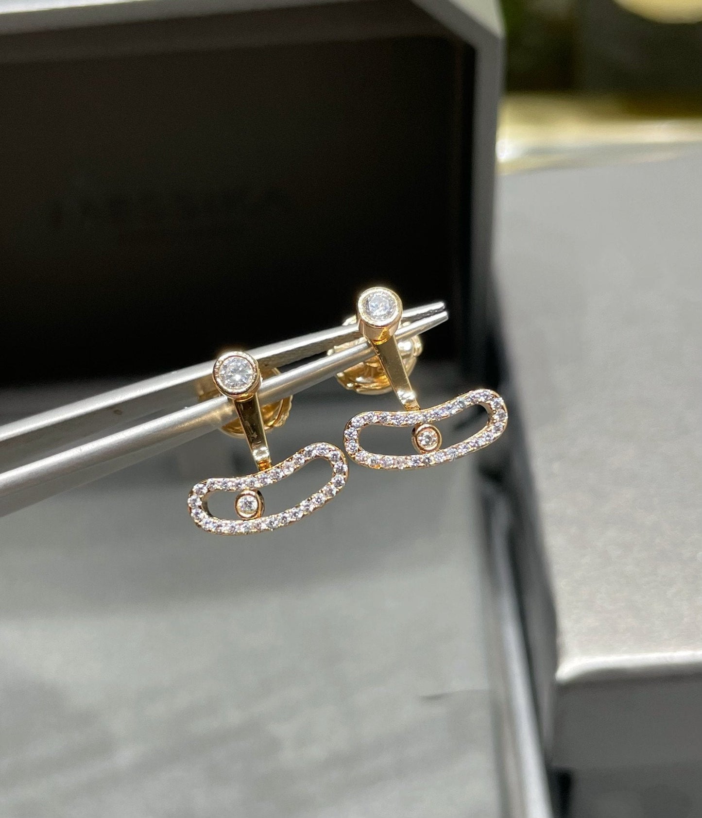 [⭐Glow]MOVE UNO PINK GOLD DIAMOND EARRINGS