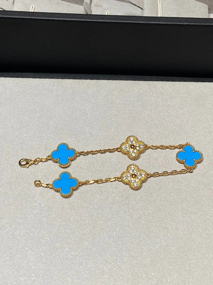 [⭐Glow] CLOVER 5 MOTIF BLUE AGATE BRACELET COLLECTION