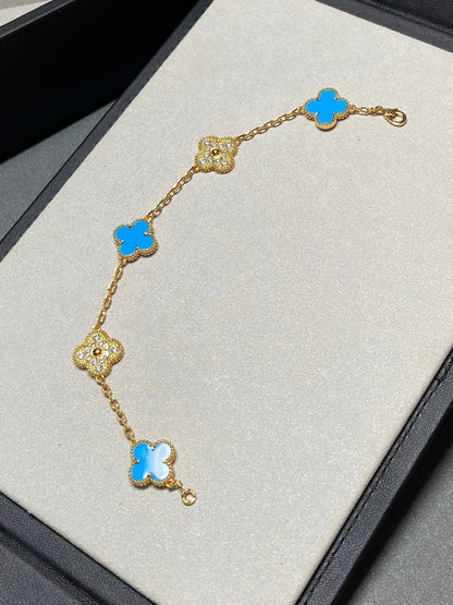 [⭐Glow] CLOVER 5 MOTIF BLUE AGATE BRACELET COLLECTION