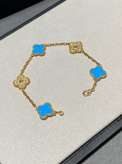 [⭐Glow] CLOVER 5 MOTIF BLUE AGATE BRACELET COLLECTION