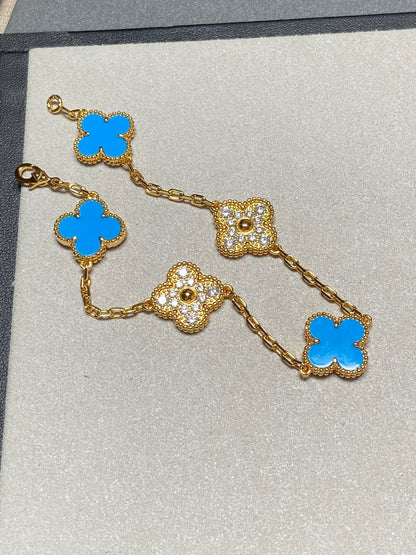 [⭐Glow] CLOVER 5 MOTIF BLUE AGATE BRACELET COLLECTION