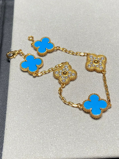 [⭐Glow] CLOVER 5 MOTIF BLUE AGATE BRACELET COLLECTION
