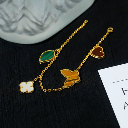 [⭐Glow]LUCKY SPRING 5 MOTIF GOLD BRACELET