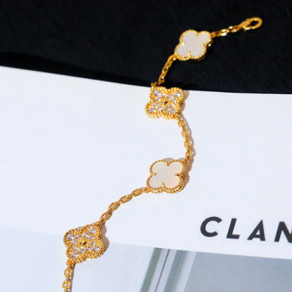 [⭐Glow]CLOVER WHITE PEARL MOP 5 MOTIF BRACELET COLLECTION