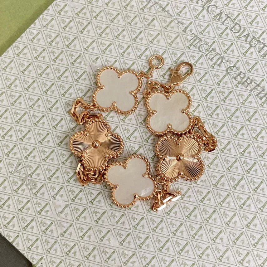 [⭐Glow]CLOVER WHITE PEARL MOP 5 MOTIF BRACELET COLLECTION