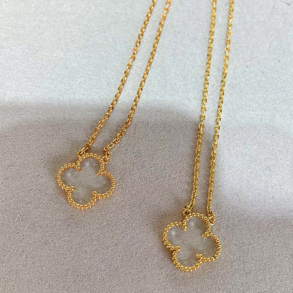 [⭐Glow]CLOVER ROCK CRYSTAL ROSE GOLD NECKLACE