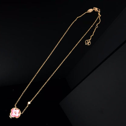 [⭐Glow]COLOR BLOSSOM PINK MOP SUN GOLD NECKLACE