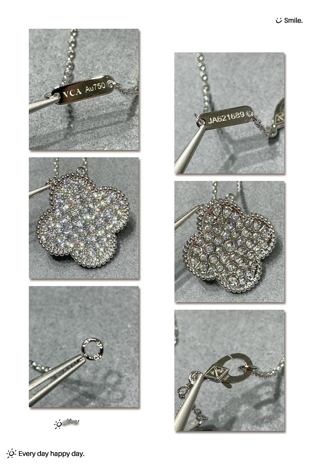 [⭐Glow]CLOVER 25MM LARGE PENDANT DIAMOND PAVED SILVER NECKLACE
