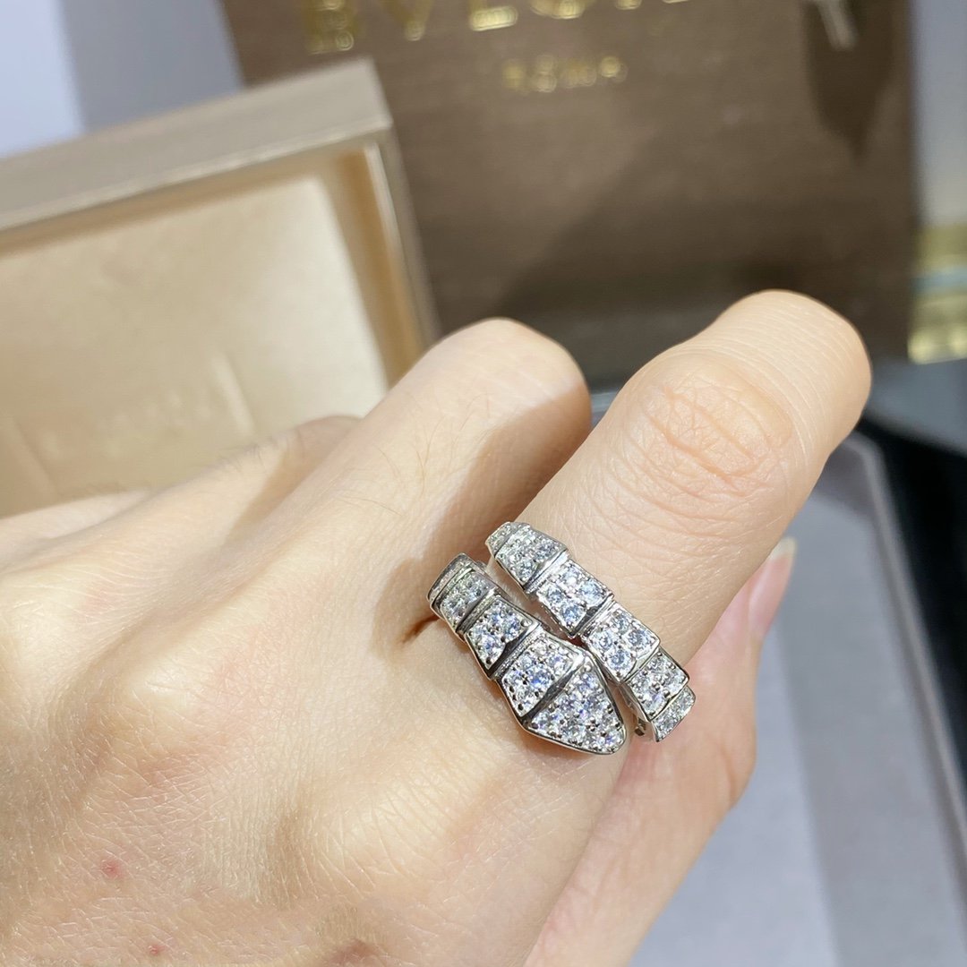 [⭐Glow]SERPENTI RING SILVER DIAMOND PAVED