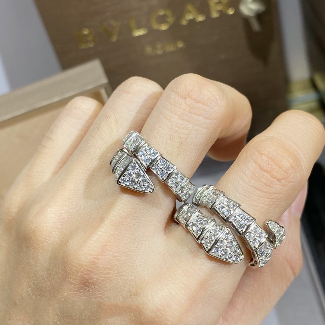 [⭐Glow]SERPENTI RING SILVER DIAMOND PAVED