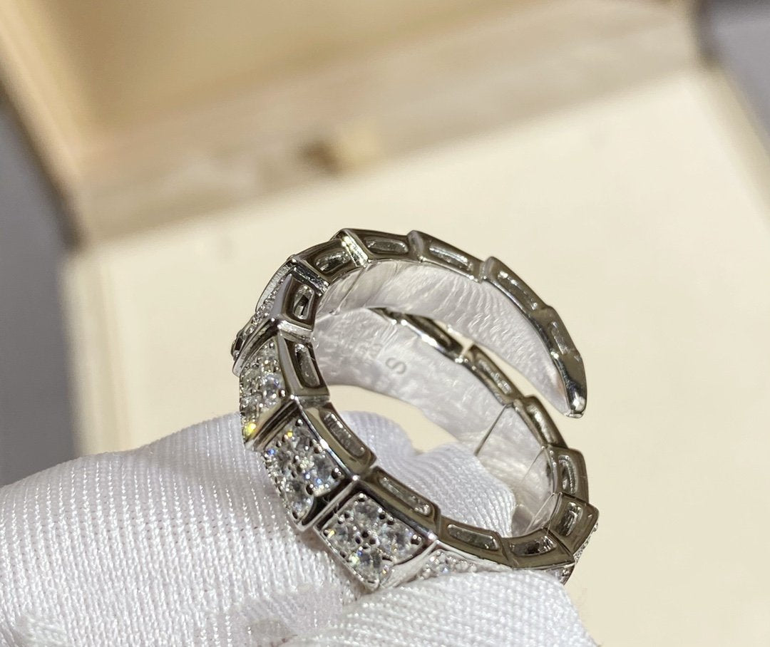[⭐Glow]SERPENTI RING SILVER DIAMOND PAVED