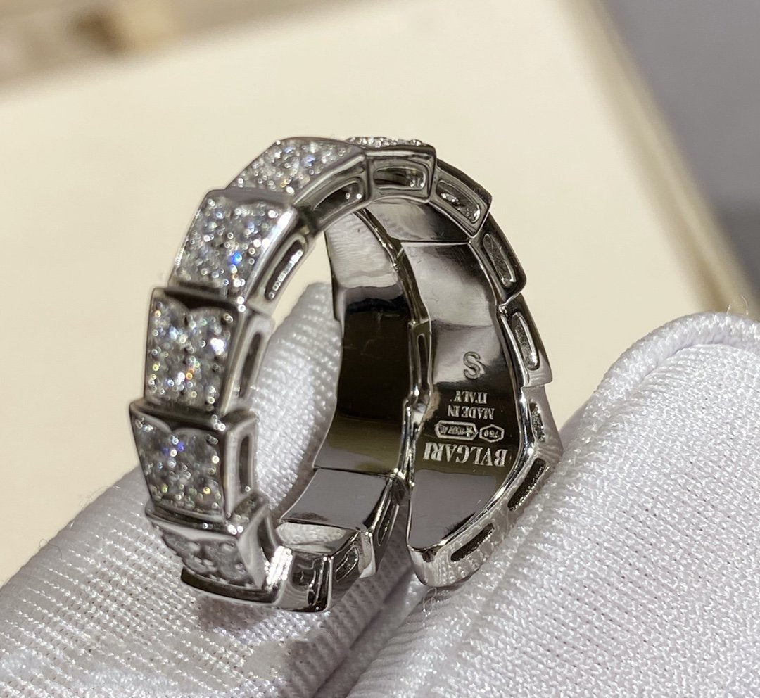 [⭐Glow]SERPENTI RING SILVER DIAMOND PAVED