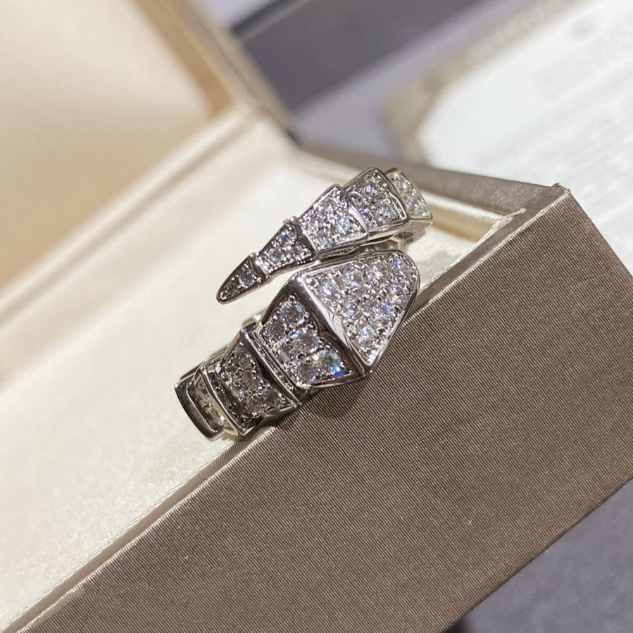 [⭐Glow]SERPENTI LARGE RING SILVER DIAMOND PAVED