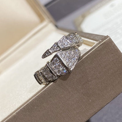 [⭐Glow]SERPENTI LARGE RING SILVER DIAMOND PAVED