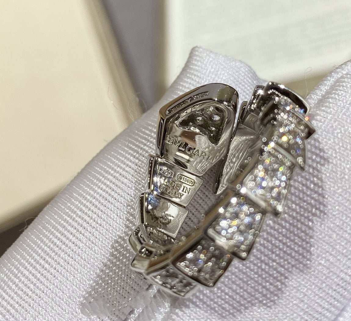 [⭐Glow]SERPENTI LARGE RING SILVER DIAMOND PAVED