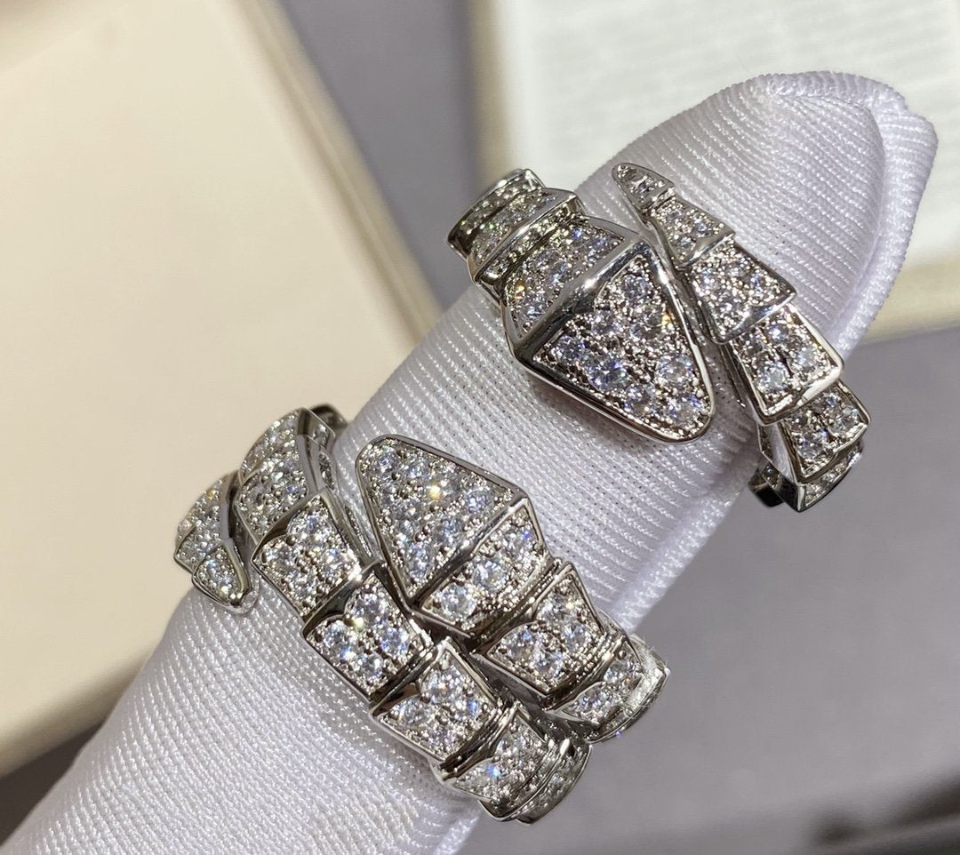 [⭐Glow]SERPENTI LARGE RING SILVER DIAMOND PAVED