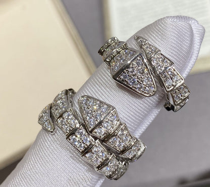 [⭐Glow]SERPENTI LARGE RING SILVER DIAMOND PAVED