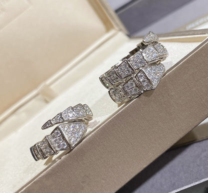 [⭐Glow]SERPENTI LARGE RING SILVER DIAMOND PAVED