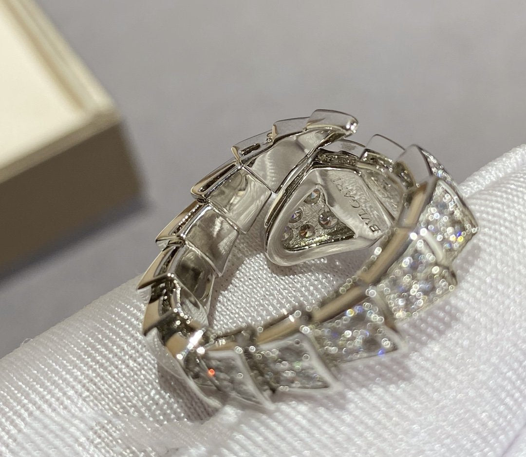 [⭐Glow]SERPENTI LARGE RING SILVER DIAMOND PAVED