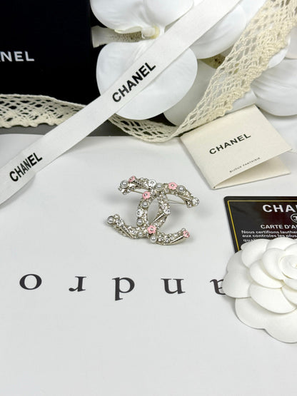 [⭐Glow]26C Pink-White Enamel Ice Cream Cone Double C Brooch