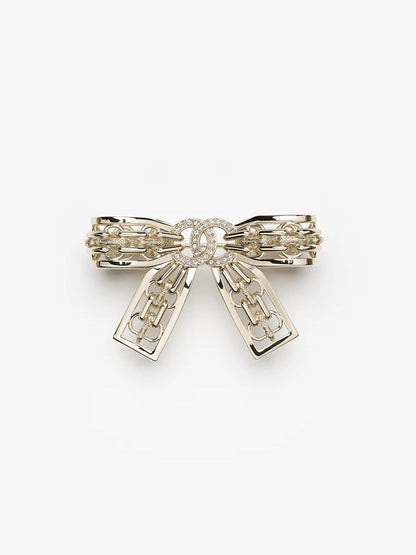 [⭐Glow]25K Hollow Bow Brooch