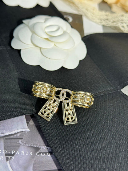 [⭐Glow]25K Hollow Bow Brooch