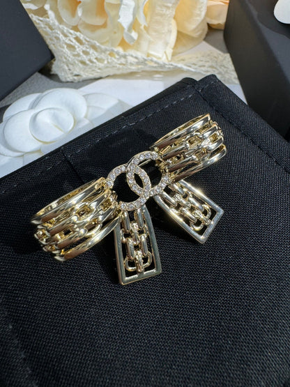 [⭐Glow]25K Hollow Bow Brooch