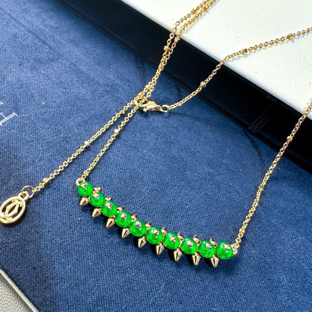 [⭐Glow]New Arrival: Green Bead Rivet Necklace