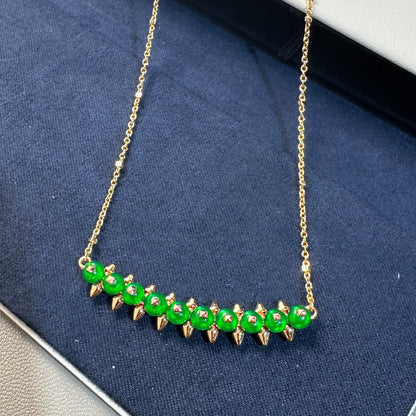 [⭐Glow]New Arrival: Green Bead Rivet Necklace