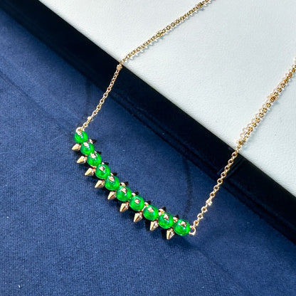 [⭐Glow]New Arrival: Green Bead Rivet Necklace