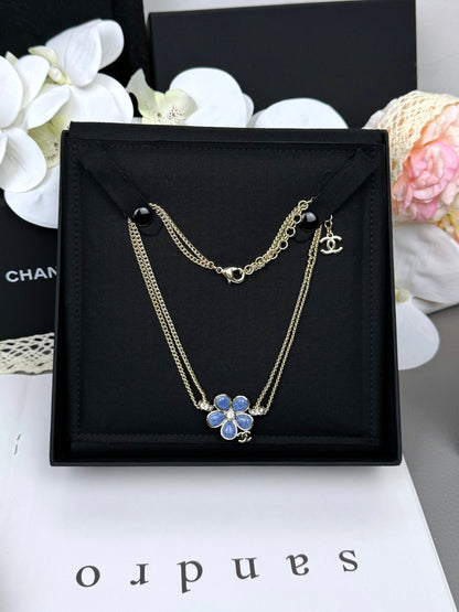 [⭐Glow]New Blue Floral Double-Layer Necklace