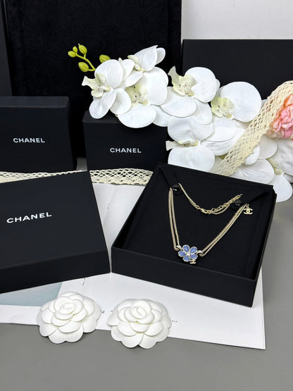 [⭐Glow]New Blue Floral Double-Layer Necklace