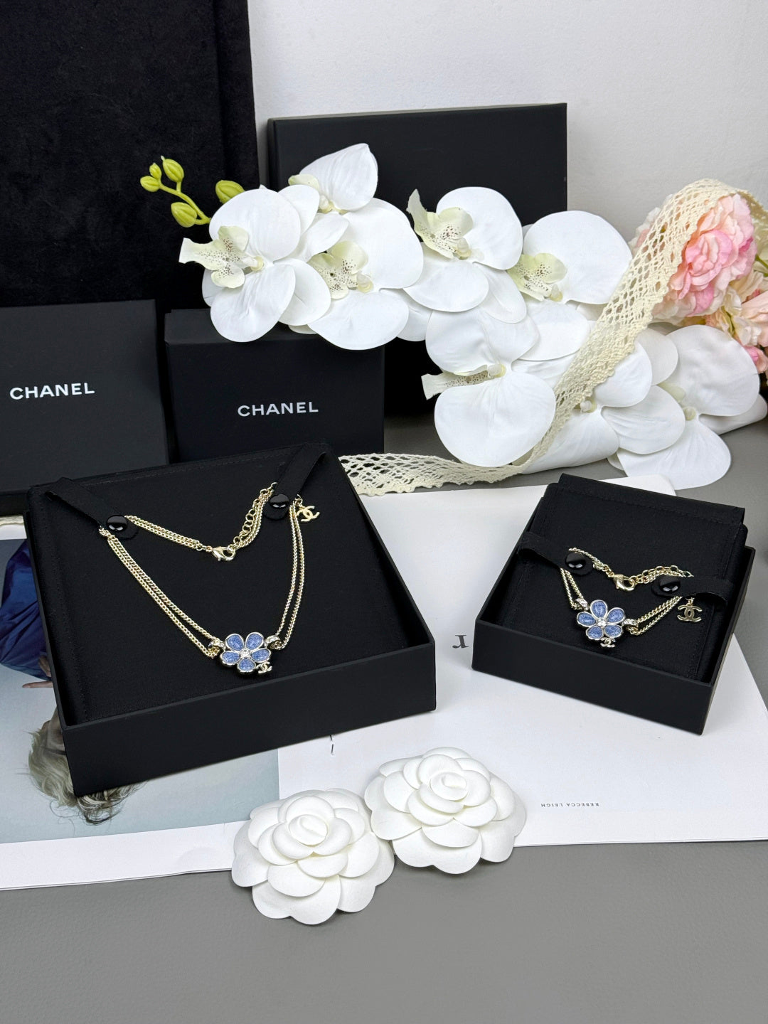 [⭐Glow]New Blue Floral Double-Layer Necklace