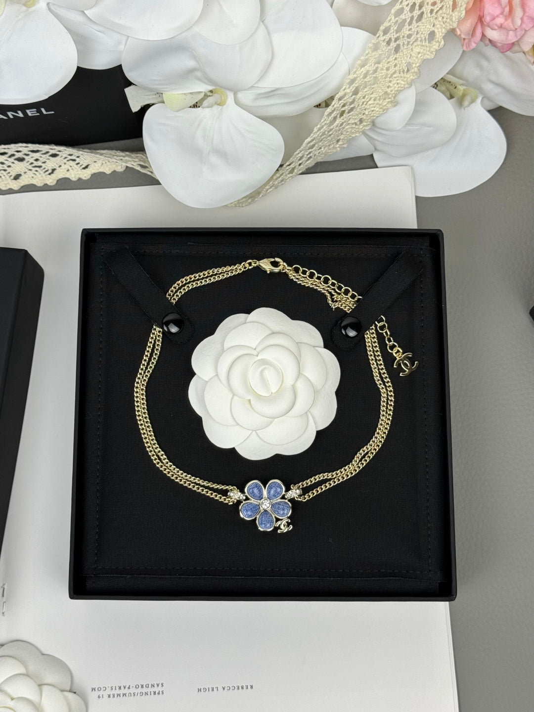 [⭐Glow]New Blue Floral Double-Layer Necklace