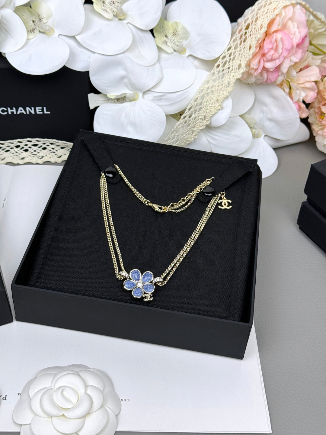 [⭐Glow]New Blue Floral Double-Layer Necklace